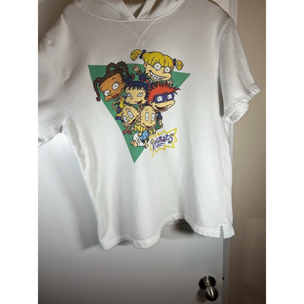 VTG Nickelodeon RUGRATS Hooded Short Sleeve Sweatshirt L Hoodie Vintage